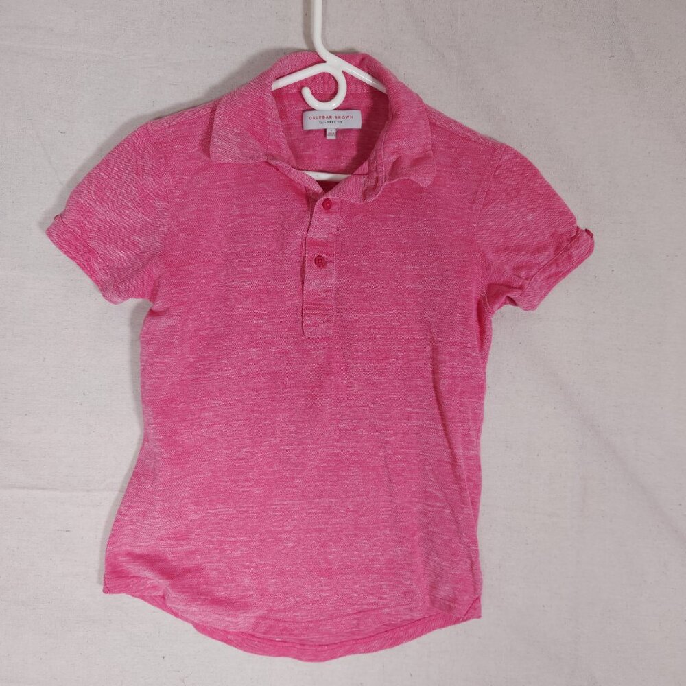 Orlebar Brown Mens Tailored Linen Blend Polo Shirt Size S Pink Resort Casual
